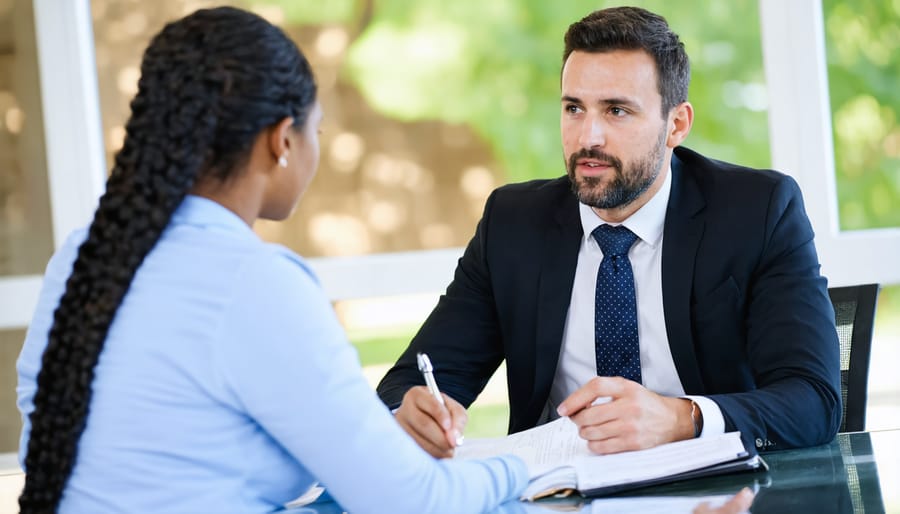 Legal advisor helping a client review documents at a Toronto community legal clinic