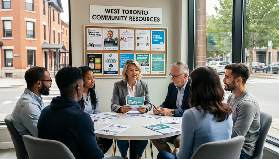 Support counseling session showing community assistance available to residents