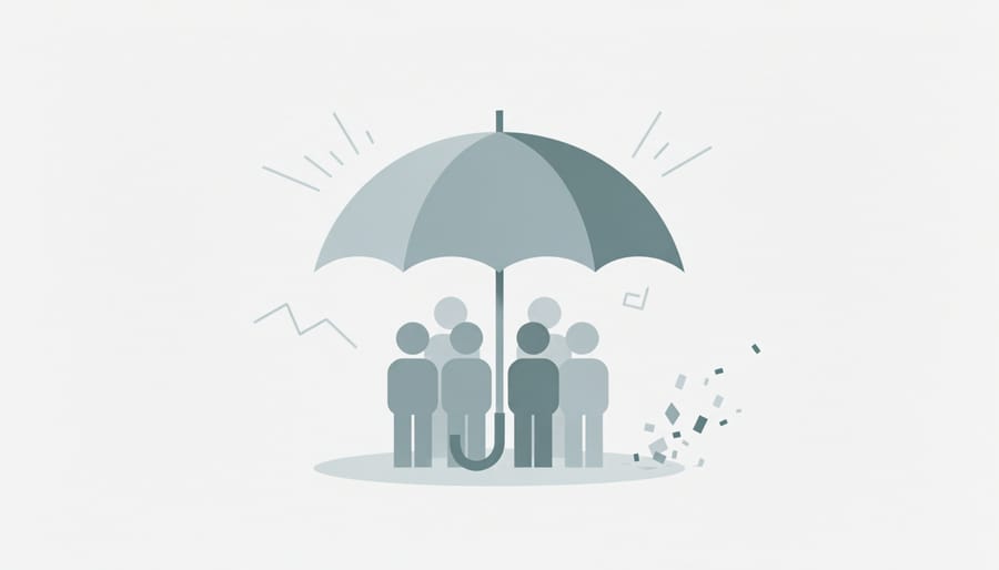 Umbrella sheltering paperwork on a rainy sidewalk symbolizing access to employment legal support